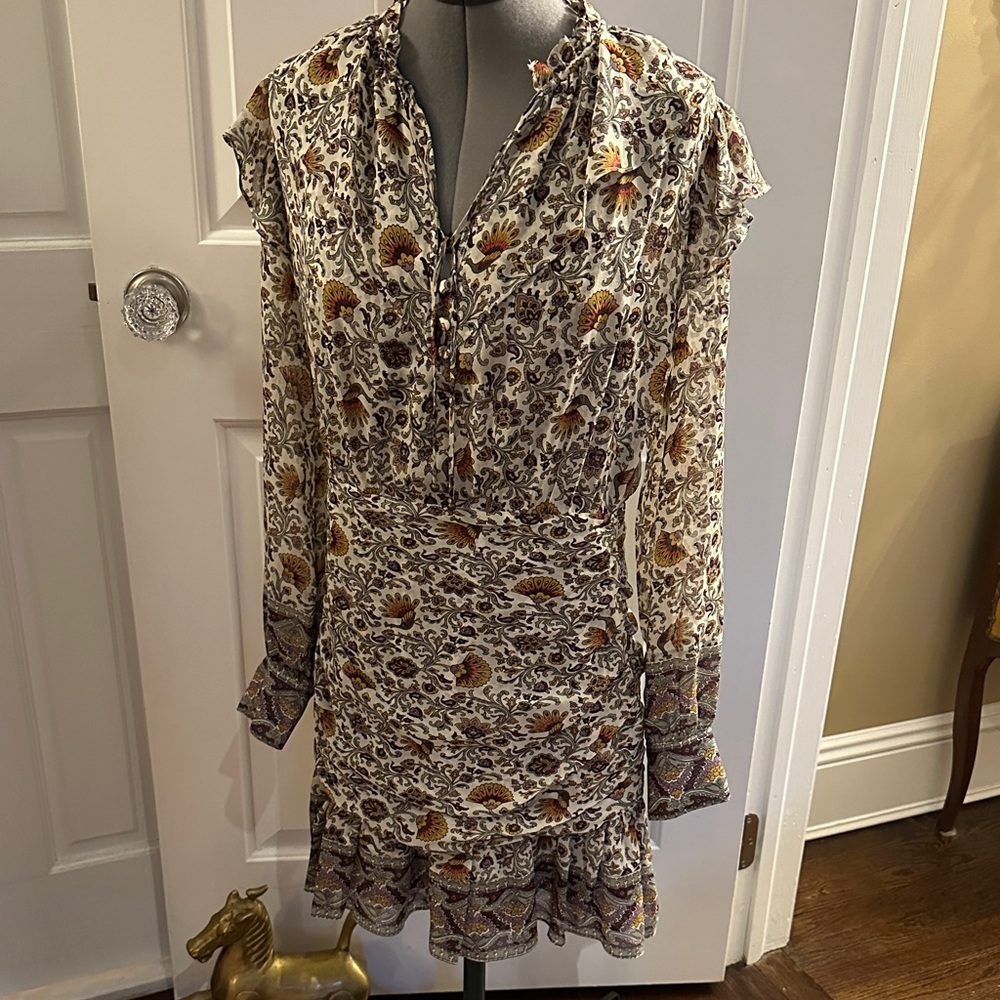 Veronica Beard Jaylene Multicolored Silk Dress Side Zip Sz 8 M